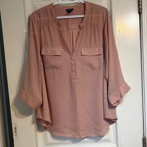 Torrid Dusty Rose Split-Neck Utility Blouse